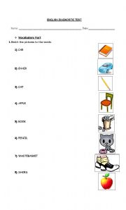 English worksheet: English diagnostic test: Elementary