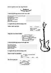 English Worksheet: song believe by lenny kravitz