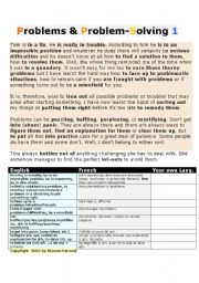 English Worksheet:                                  Problem and Problem Solving 1