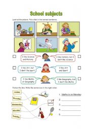 English Worksheet: SCHOOL SUBJECTS