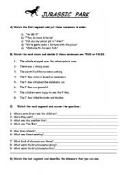 English Worksheet: Video Jurassic Park