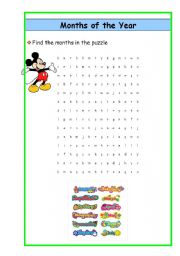 English Worksheet: months