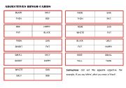 English Worksheet: Adjectives bingo cards