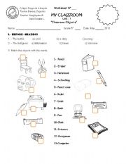 English Worksheet: Classroom objects