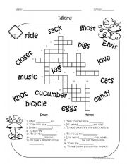English Worksheet: Crossword (Idioms)