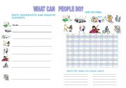 English worksheet: what can people do?