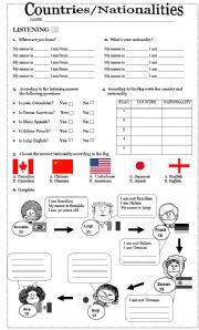 English Worksheet: Nationalities and Countries 