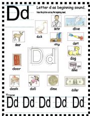English Worksheet: ABC -  letter Dd and sentences