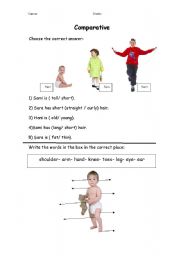 English worksheet: Comparing between people & parts of the body