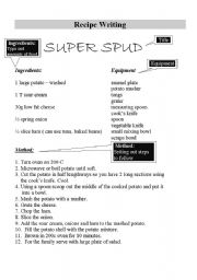 English Worksheet: Recipe Writing