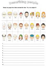 English Worksheet: describing people