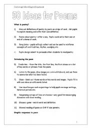 English Worksheet: 50 Ideas for teaching poems