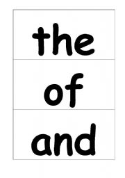 English worksheet: sight word cards