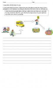 English Worksheet: Writing a composition with the help of a map