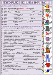 English Worksheet: Possessive Adjectives