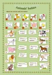 English Worksheet: animals� babies