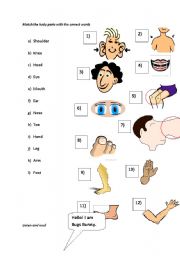 English Worksheet: body parts