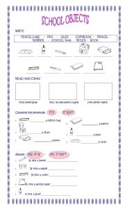 English Worksheet: school objects