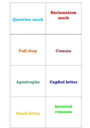 English Worksheet: Punctuation Marks- Flash cards