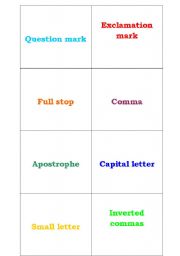 English worksheet: Punctuation Marks- Flash cards