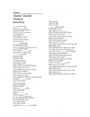 English Worksheet: Firework - Katy Perry