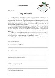 English Worksheet: Living in Houston