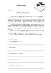 English worksheet: Living in Houston