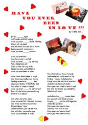 English Worksheet: Have you ever been in love ??? (song) 