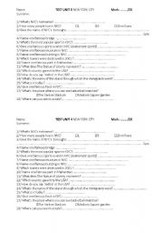 English worksheet: New York city test