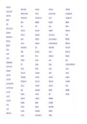 English Worksheet: Irregular verbs list