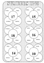 English Worksheet: Numbers 11-20