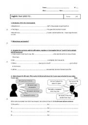 English Worksheet: Test: Used to