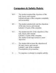 English Worksheet: Computers and Safety Rubric