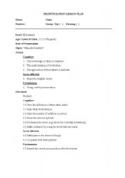 English worksheet: Pronunciation Lesson Plan