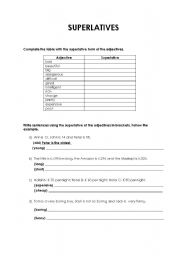 English worksheet: superlatives