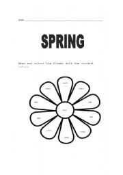 English Worksheet: Colour the flower, its spring!