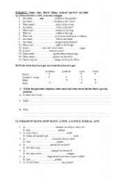 English Worksheet: much / many 