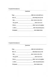 English Worksheet: like + ing