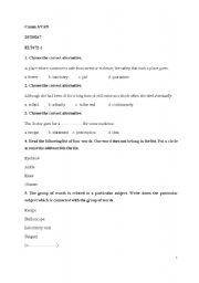 English worksheet: vocabulary testing