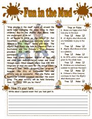 English Worksheet: Fun in the Mud