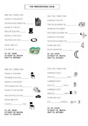 Prepositions song Worksheet