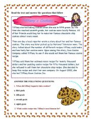 English Worksheet: Tiffanys Cookies