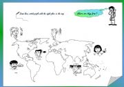 English Worksheet: Nationalities and map I & activity & key included, fully editable