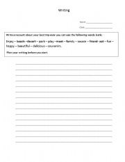 English worksheet: Trip Writing