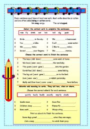 English Worksheet: Verbs and Adverbs