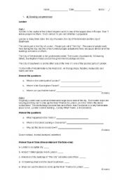 English Worksheet: londong reading comp