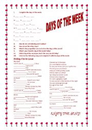 English Worksheet: Song Friday Im in love