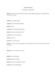 English Worksheet: Restaurant Dialogue