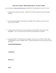 English Worksheet: TORONTO TOURISM WEBSITE ANALYSIS