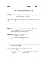 English worksheet: Past Tense Time Line 